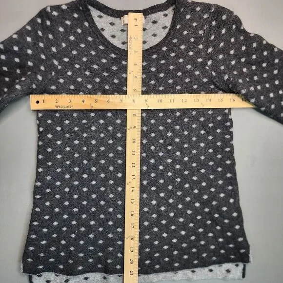 Benedetta B. Wool Cashmere Blend Grey Polka Dot Pullover Sweater L Made In Italy - Picture 4 of 9